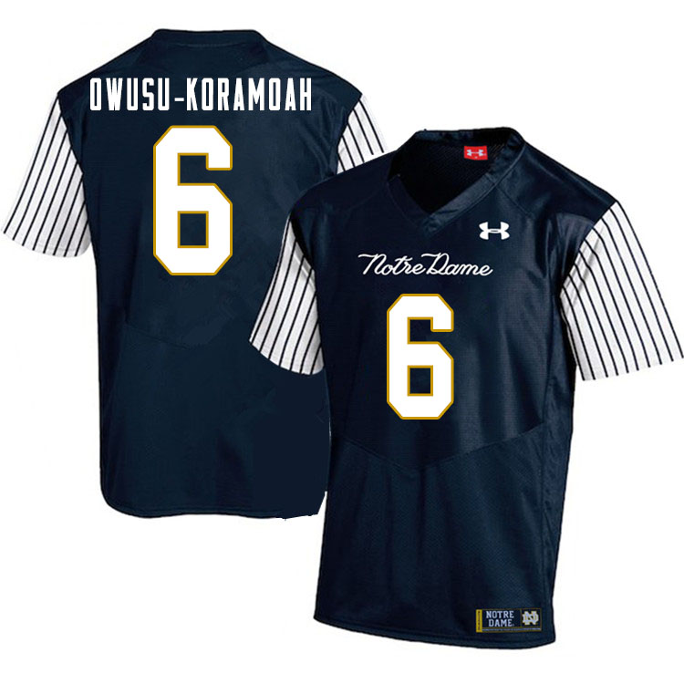 Men's NCAA Notre Dame Fighting Irish #6 Jeremiah Owusu-Koramoah Stitched College Under Armour Authentic Navy Alternate Football Jersey EA10O23NY